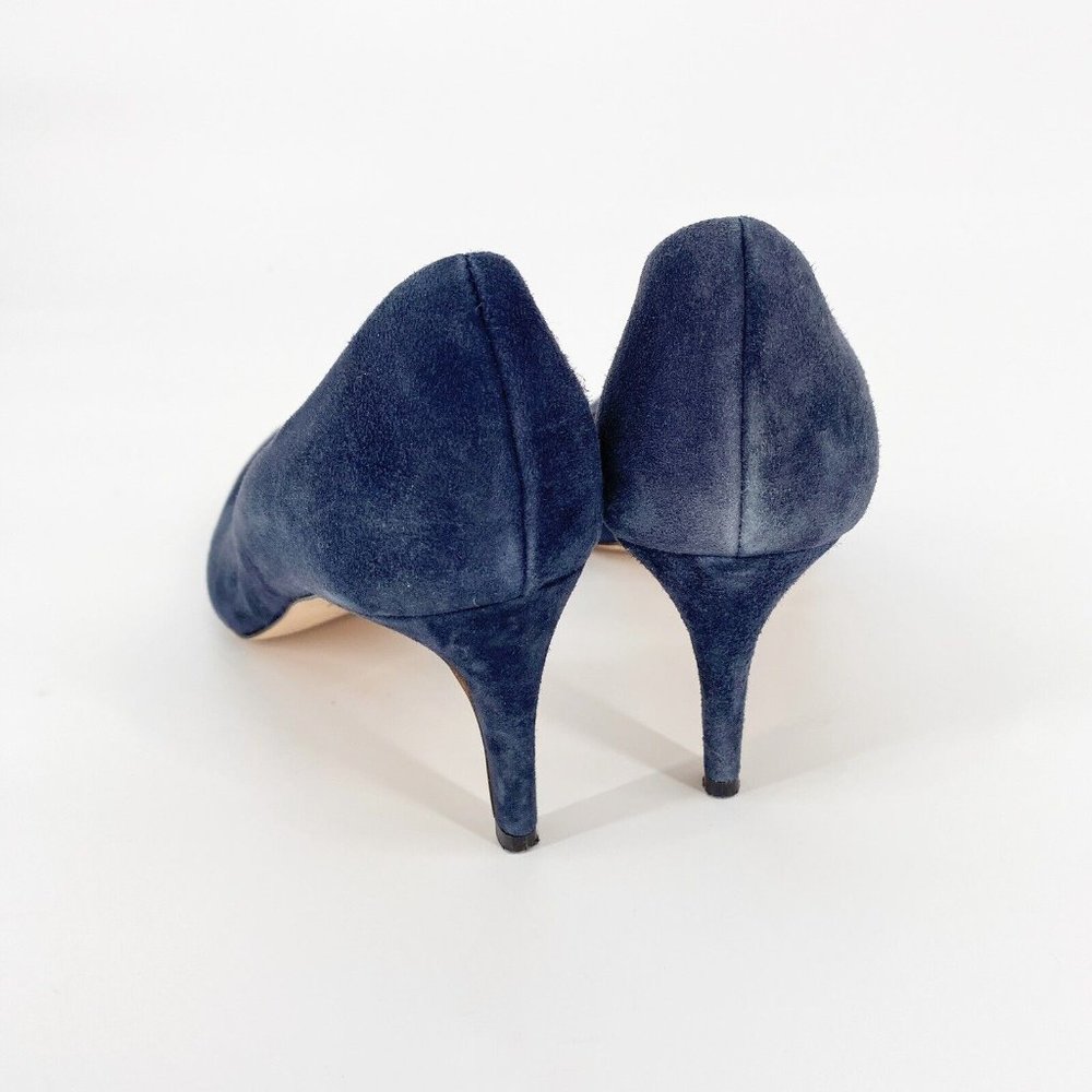 J. Crew Lucie Italian Leather D’Orsay Heels Pumps Navy Blue Size 9.5 - Picture 4 of 6